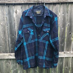 Backpacker Men’s Navy & Teal Plaid Shirt Jacket